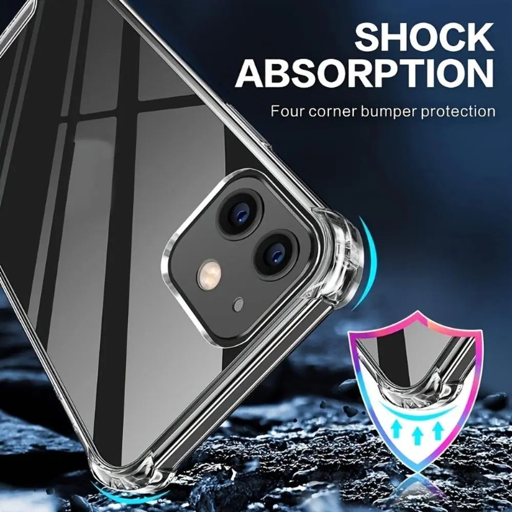 Transparent Thickened Corner TPU Anti-Drop Shockproof Scratch-Resistant Phone Case Cover for Iphone 11/12/13/14/15/16/17 Pro Max/Mini/Plus