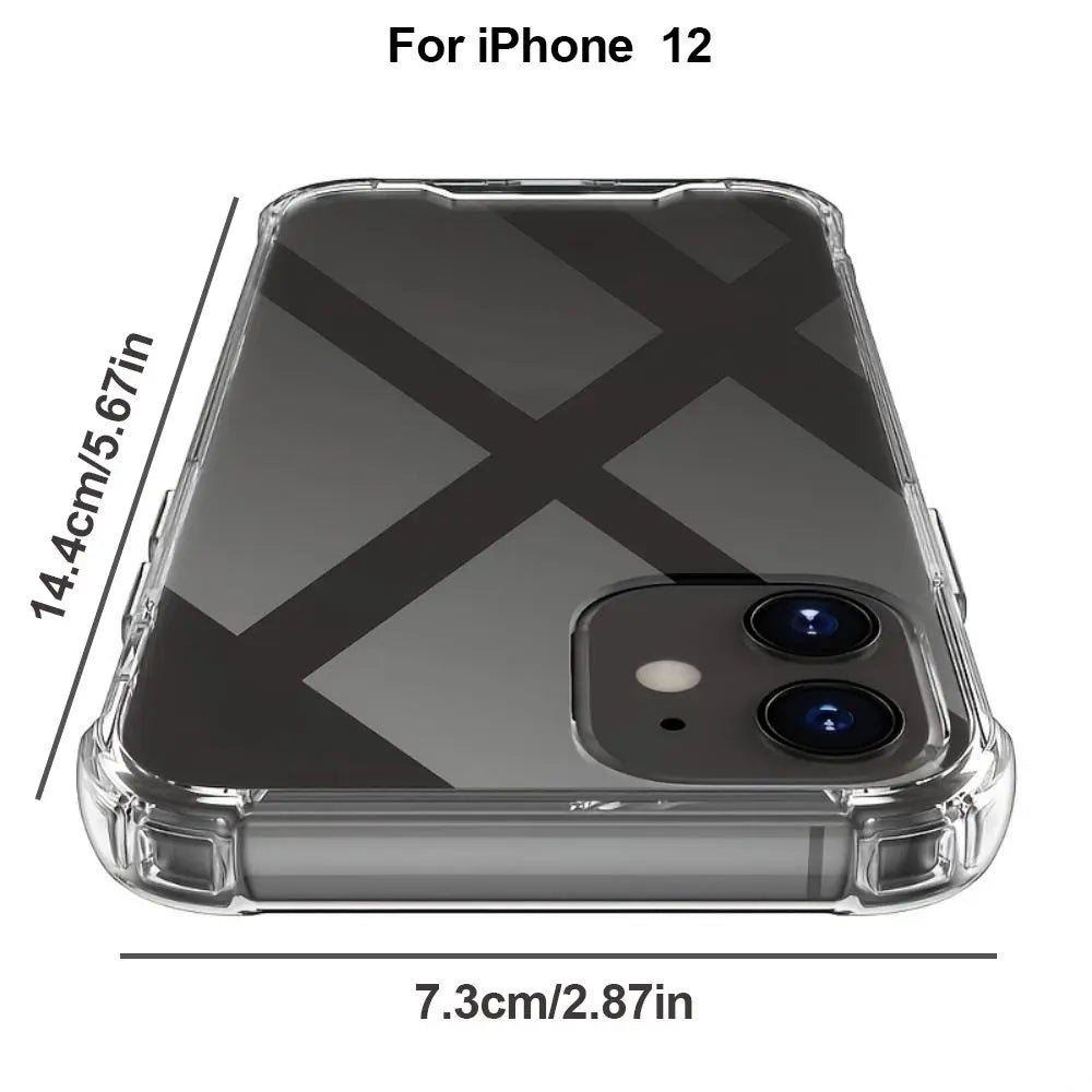 Transparent Thickened Corner TPU Anti-Drop Shockproof Scratch-Resistant Phone Case Cover for Iphone 11/12/13/14/15/16/17 Pro Max/Mini/Plus
