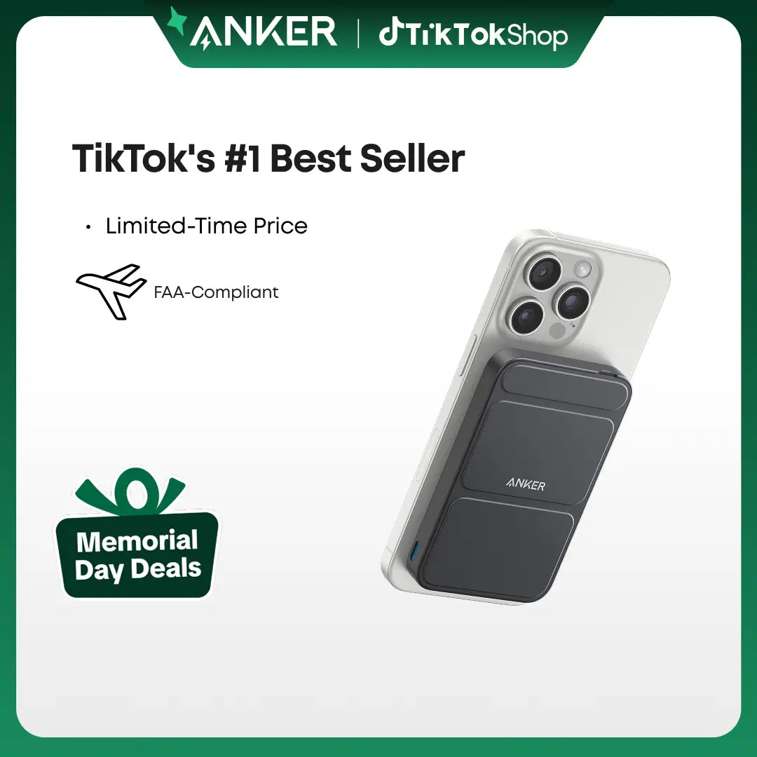 【Magnetic Power Bank】Anker 5,000Mah Magnetic Power Bank, Wireless Portable Charger with Foldable Stand & Side USB-C Port, Battery Pack for Iphone 17/16/15/14/13