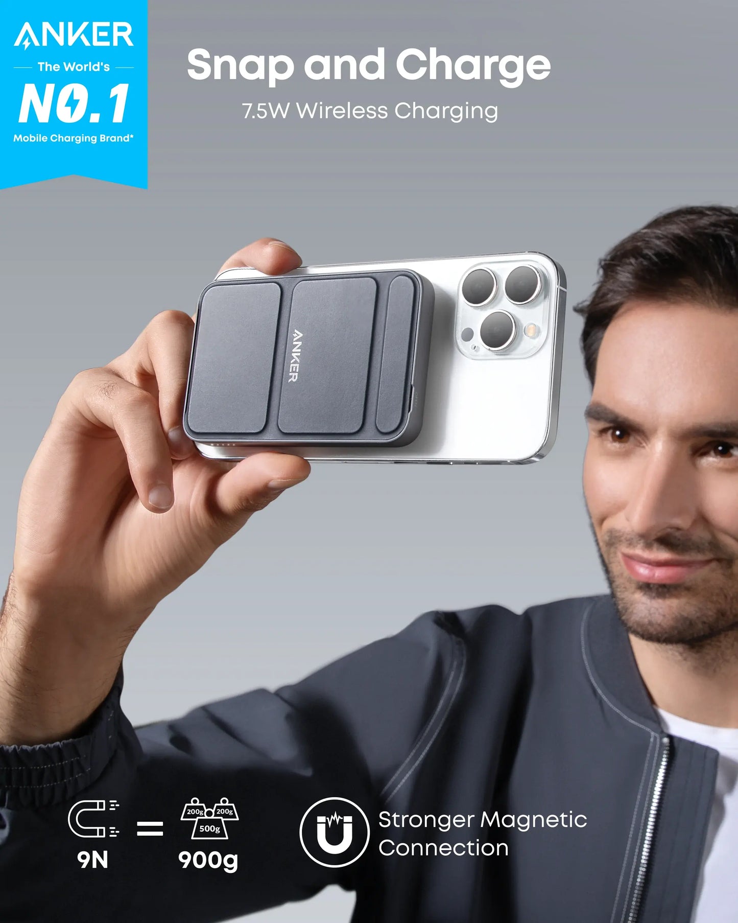 【Magnetic Power Bank】Anker 5,000Mah Magnetic Power Bank, Wireless Portable Charger with Foldable Stand & Side USB-C Port, Battery Pack for Iphone 17/16/15/14/13