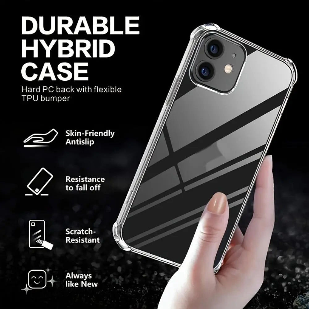 Transparent Thickened Corner TPU Anti-Drop Shockproof Scratch-Resistant Phone Case Cover for Iphone 11/12/13/14/15/16/17 Pro Max/Mini/Plus