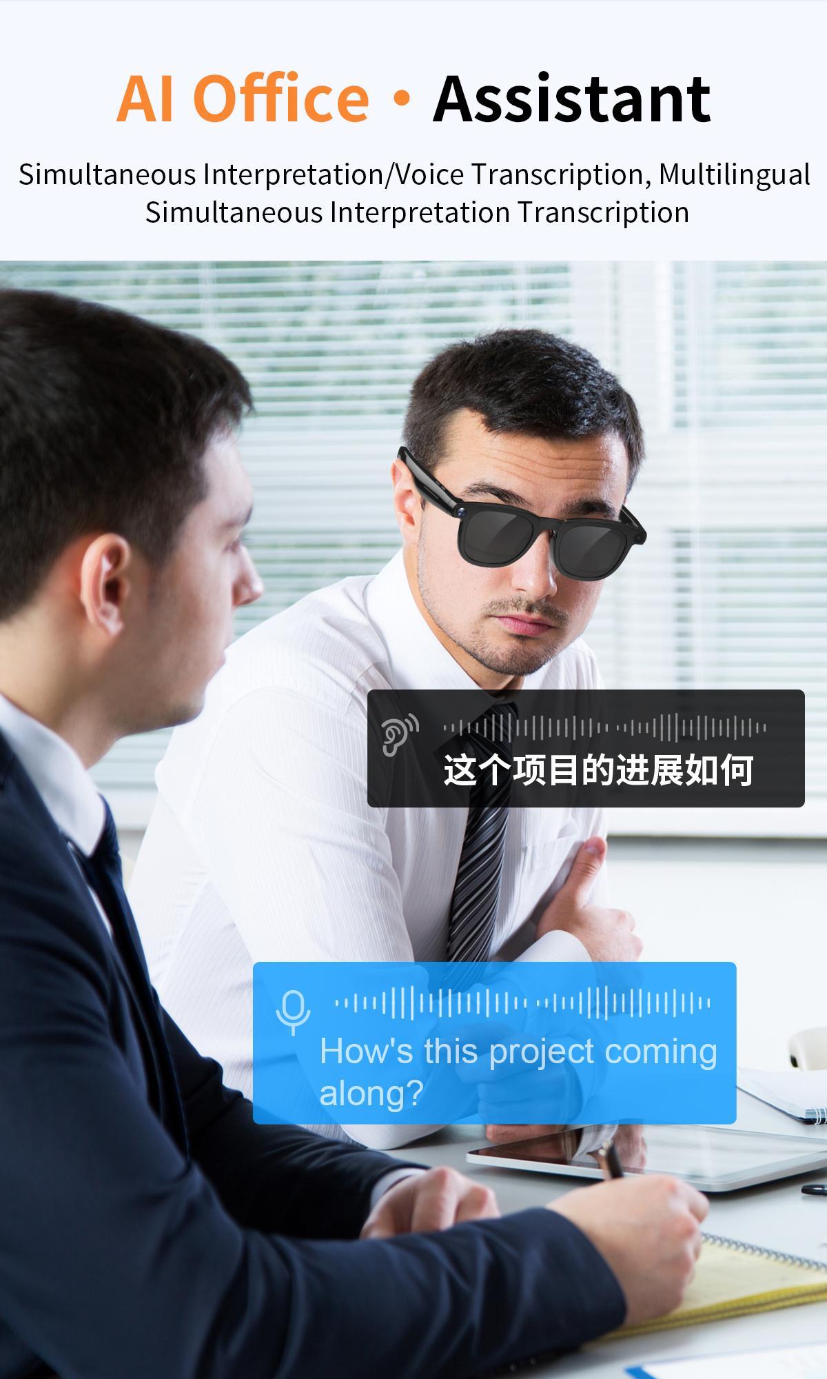 Smart Camera Glasses with Bluetooth Audio, Hands-Free Photo and Video Capture Wearable for Travel, Outdoor and Daily Use, Includes Translation Feature Support, Compatible with Iphone & Android