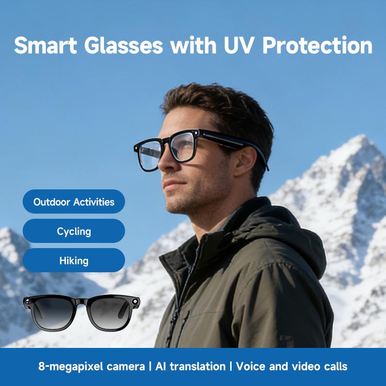 Smart Camera Glasses with Bluetooth Audio, Hands-Free Photo and Video Capture Wearable for Travel, Outdoor and Daily Use, Includes Translation Feature Support, Compatible with Iphone & Android