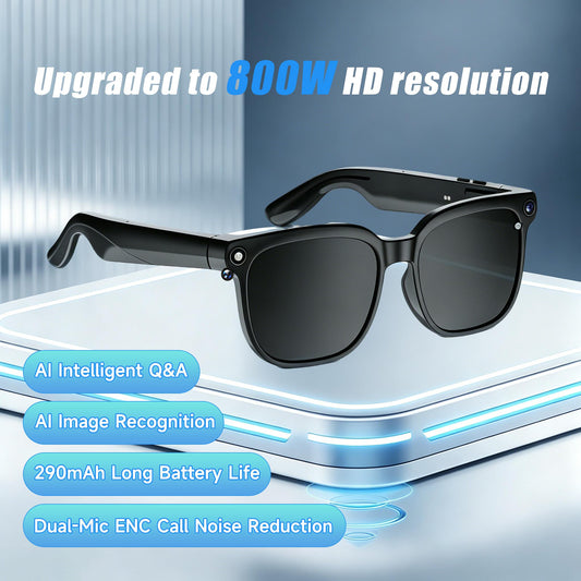 Smart Camera Glasses with Bluetooth Audio, Hands-Free Photo and Video Capture Wearable for Travel, Outdoor and Daily Use, Includes Translation Feature Support, Compatible with Iphone & Android